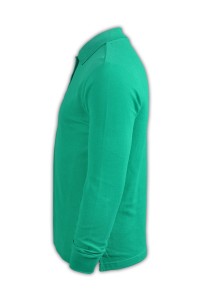 SKLPS010 pure colour plain color green 064 long sleeved men' s Polo shirt 1AD01 supply pure color shirts cotton fit high breathability breathable tee pure colour cotton 100% polo shirts supplier HK company price side view